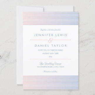 Rose Quartz & Serenity Ombré Stripe Wedding Invitation