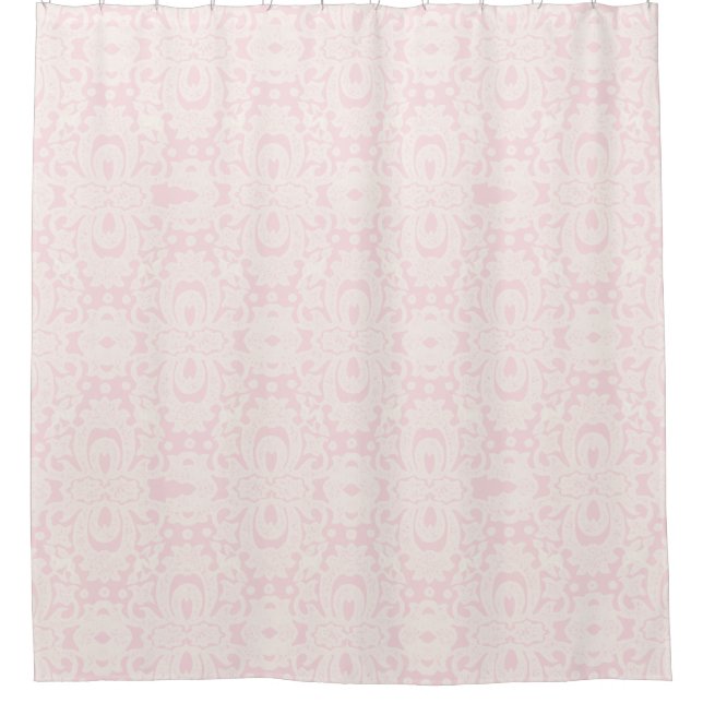 Rose Quartz Shabby Chic Brocade Damask Pattern Shower Curtain (Front)