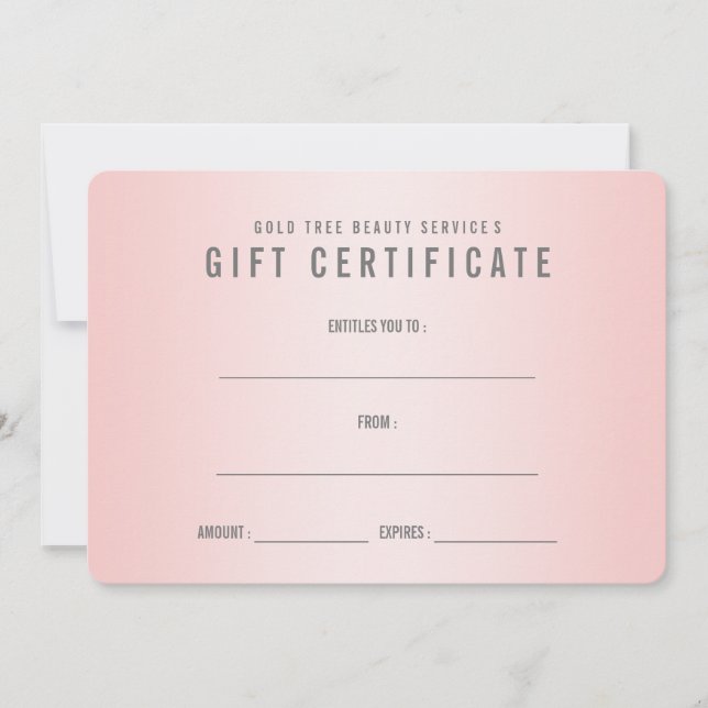 Rose Quartz Shabby Chic Modern Gift Certificate (Front)