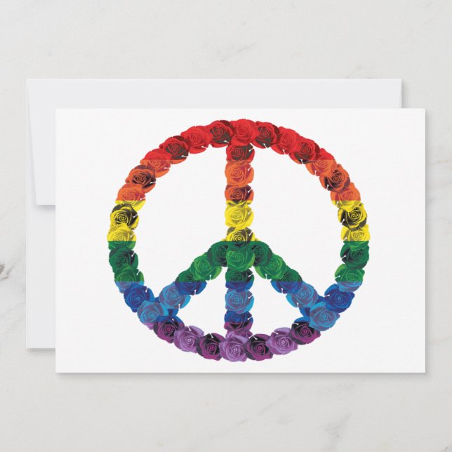 Rose Rainbow Flag Peace Sign Invitation (Back)