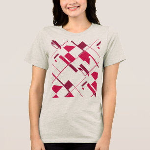 Rose Red Burgundy Crisscross Abstract Art Print Tri-Blend Shirt