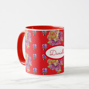 Rose Red Floral Roses Vintage Garden Womans Retro Mug