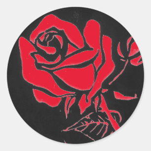 "Rose Red" Floral Sticker