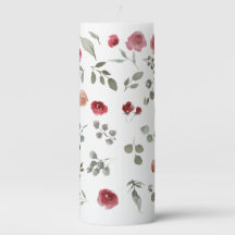 Rose, red, flowers, floral, pillar candle