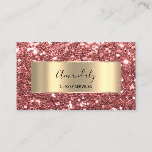 Rose Red Gold Frame Glitter QR Code Business Car Business Card