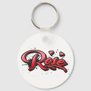 Rose red Heart Graffiti Schlüsselanhänger Key Ring