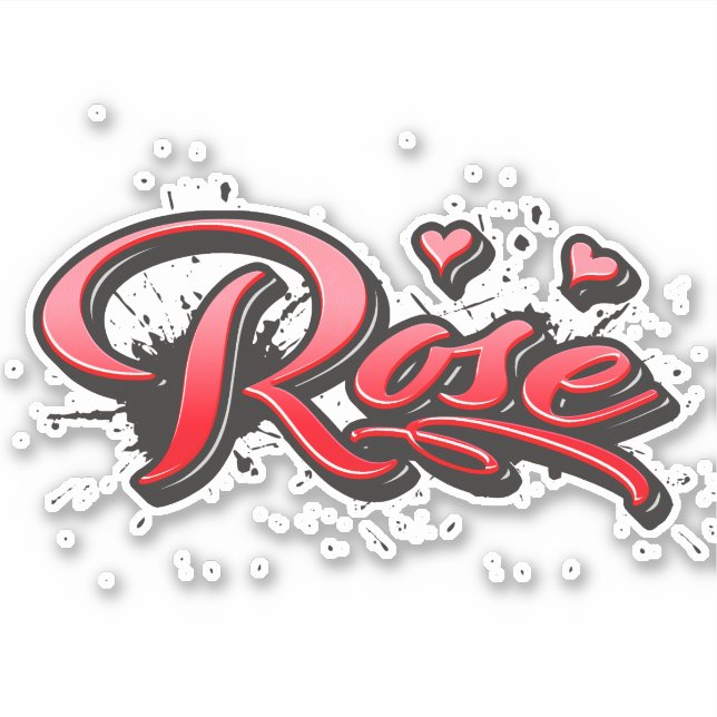 Rose red heart graffiti sticker (Front)
