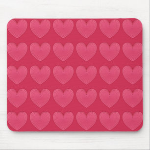 Rose red hearts on a deeper red background mouse mat