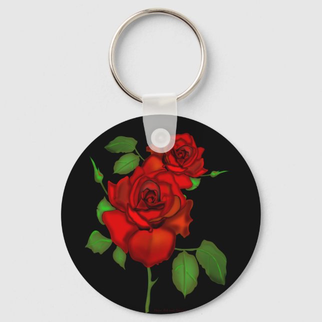 Rose Red Illustration Key Ring (Front)