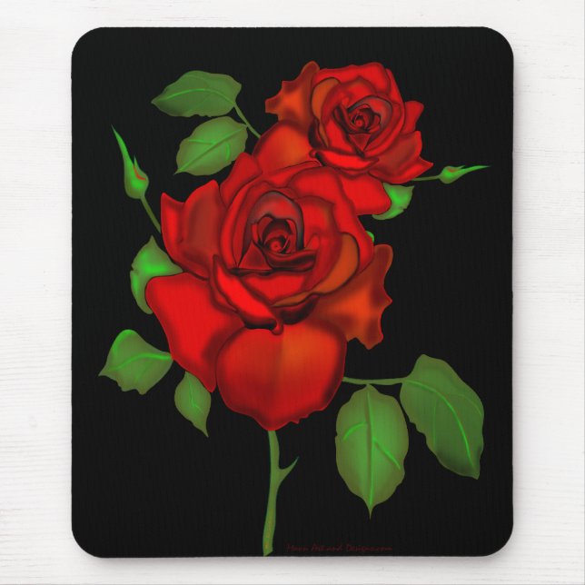 Rose Red Illustration Mouse Mat (Front)