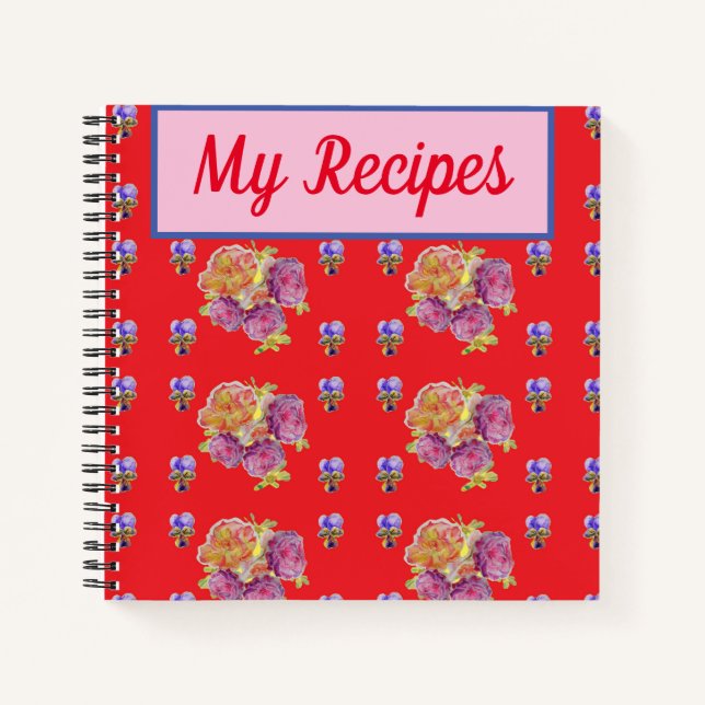Rose Red My Recipe Book Flower Watercolour Art (Front)