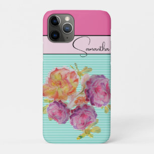 Rose Red pink Watercolor Roses floral Flower Phone iPhone 11 Pro Case