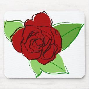 Rose Red Rose Flower Flora Green Leaf Nature Love. Mouse Mat