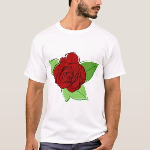 Rose Red Rose Flower Flora Green Leaf Nature Love. T-Shirt