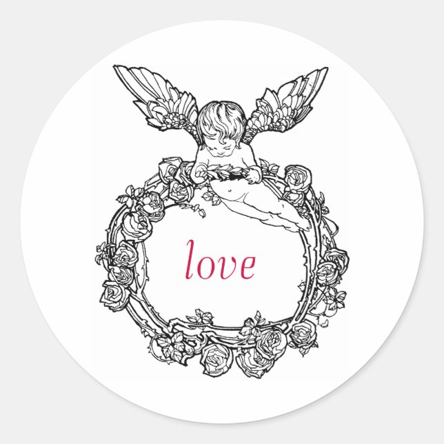 rose ring cherub LOVE sticker (Front)