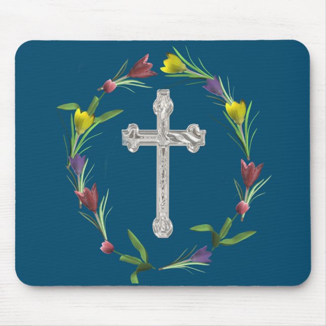 Rose ringed Cross Mouse Mat (Front)