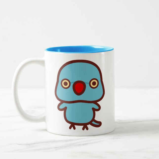 Rose-ringed parakeet / Blue female Two-Tone Coffee Mug (Left)