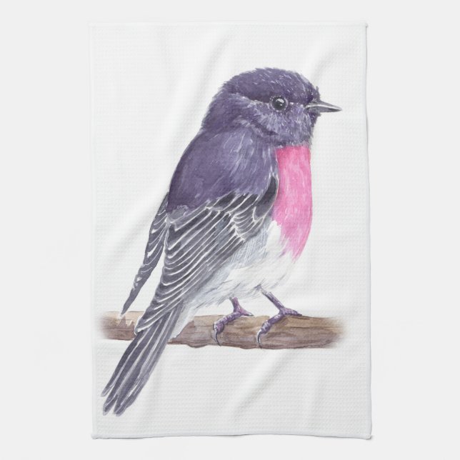 Rose robin tea towel (Vertical)