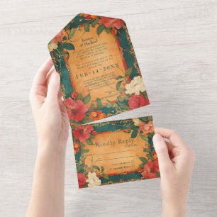 🌹 Rose Romance: Art Nouveau Splendour All In One Invitation