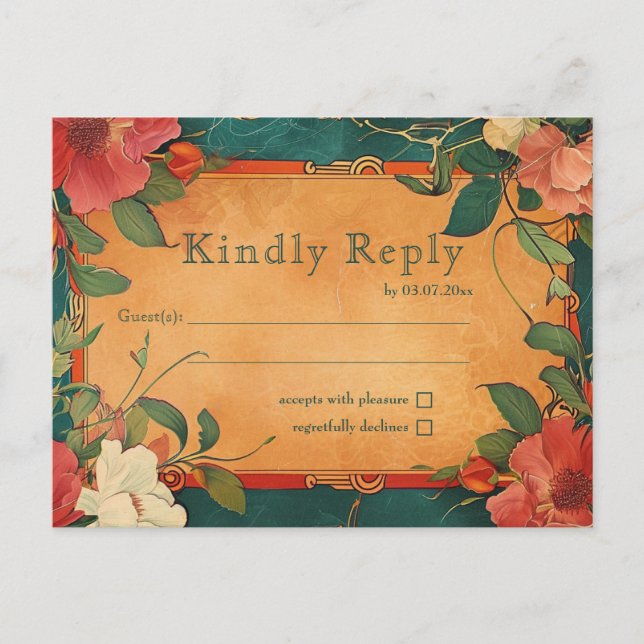 🌹 Rose Romance: Art Nouveau Splendour Postcard (Front)