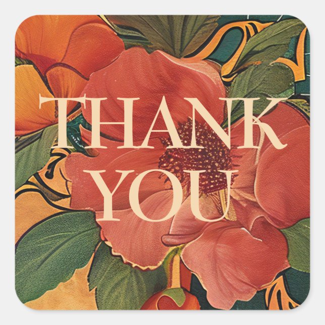 🌹 Rose Romance: Art Nouveau Splendour Square Sticker (Front)