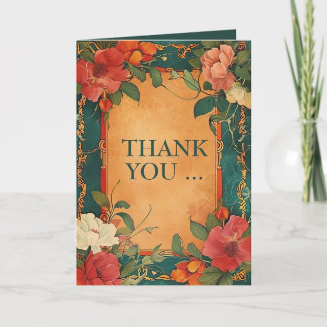 🌹 Rose Romance: Art Nouveau Splendour Thank You Card (Front)