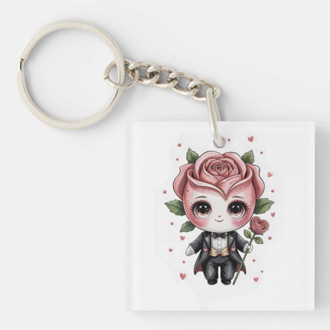 Rose Romeo Charm Key Ring (Front)