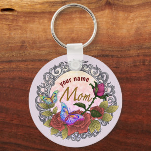 Rose Rosebud Mum Key Ring