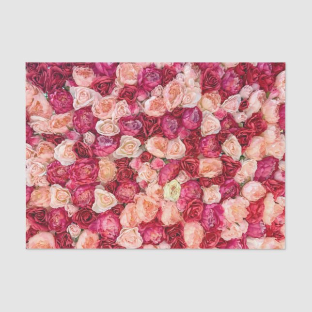 Rose Roses Decoupage Red Pink Decoupage Tissue Paper (Front)
