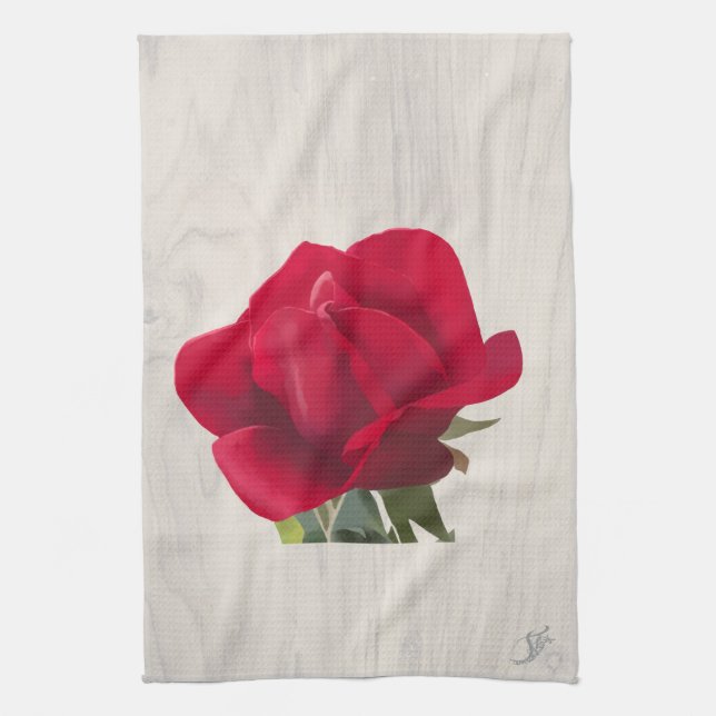 Rose rouge - Red rose  Tea Towel (Vertical)