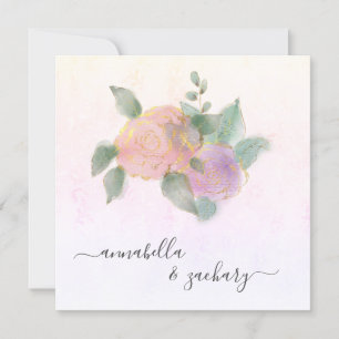 *~* ROSE + RSVP QR Gold Glitter - AR12 Wedding I Invitation