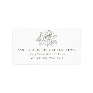 Rose Sage Botanical Floral Wedding RSVP Address Label