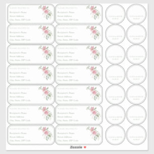 Rose sage green Individual name address + sticker