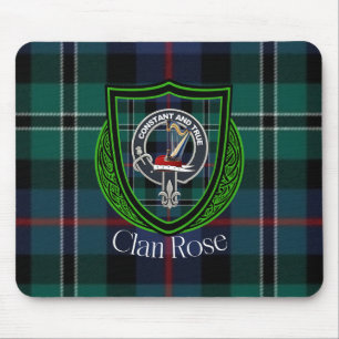 Rose Scottish Clan Tartan and Crest Mouse Mat