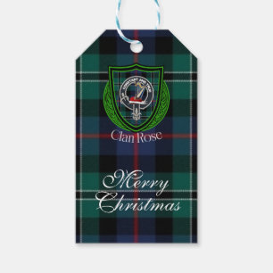 Rose Scottish Clan Tartan & Crest Gift Tags