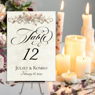 Rose Scroll - Cream Table Number