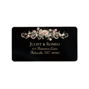Rose Scroll Return Address - Black Label