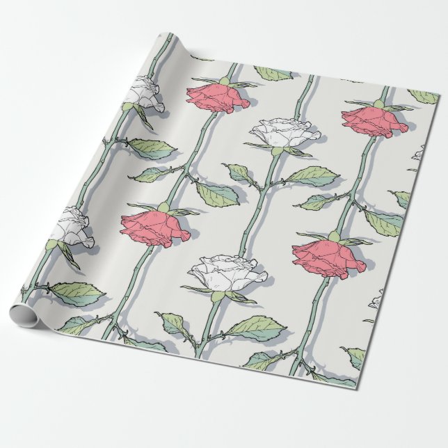 Rose seamless Pattern Wrapping Paper (Unrolled)