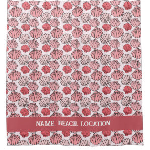 Rose Seashell Pattern Shower Curtain – Custom Text