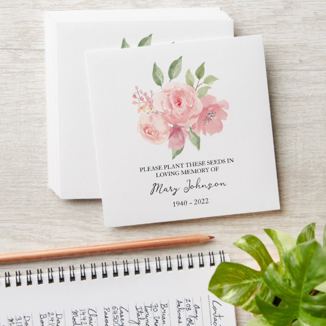 Rose Seed Packet Memorial Funeral Envelope (Stacked)