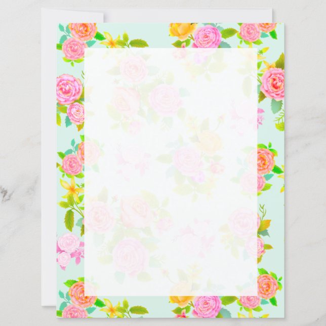 Rose Shabby Vintage Blue Blank (Front)