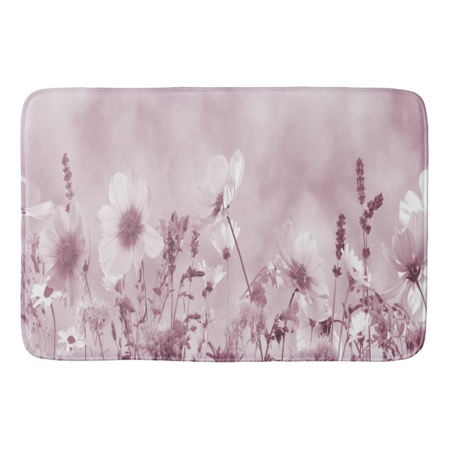 Rose Shaded Wild Flowers Bath Mat (Front)