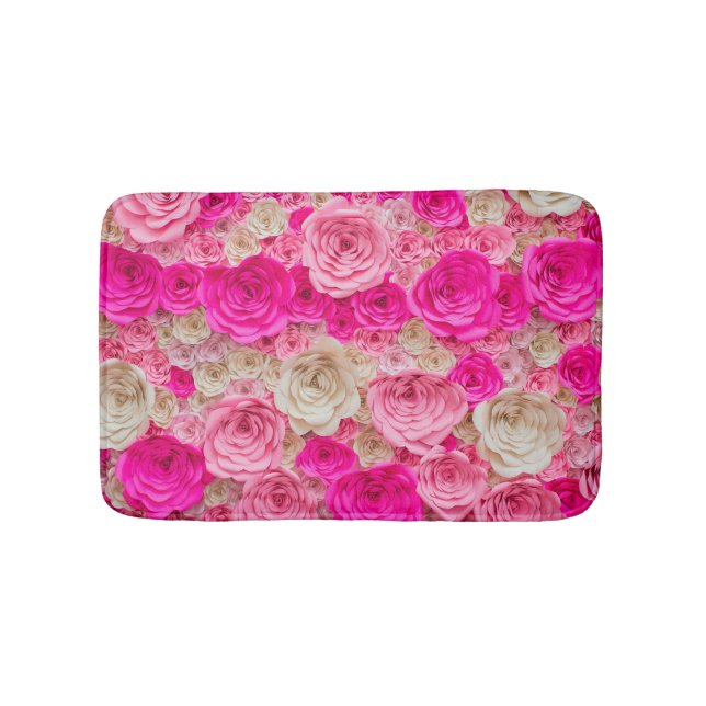Rose shades: pink, white blend. bath mat (Front)