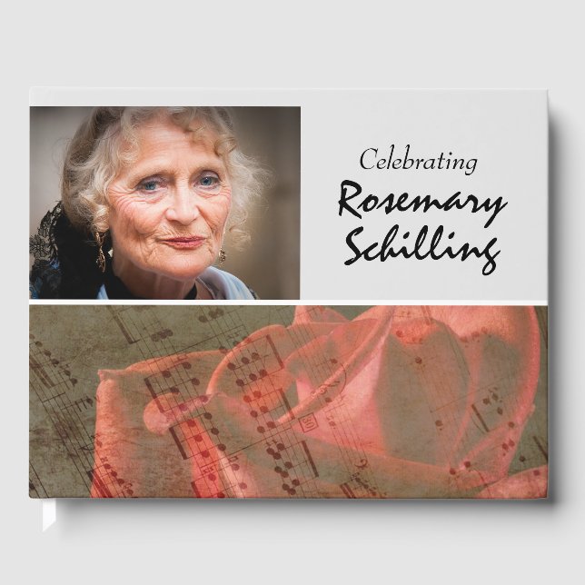 Rose & Sheet Music Memorial Guest Book (Front)