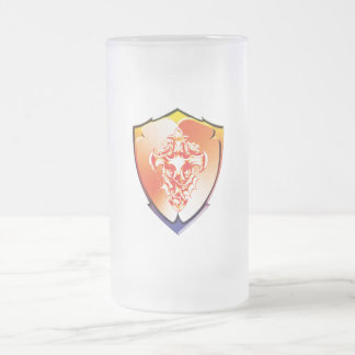 Rose Shield Beer Glass Frosted Glass Beer Mug
