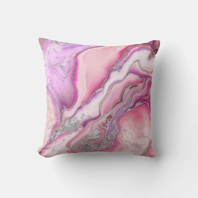 Rose Silver liquid Marble Cushion (Front)