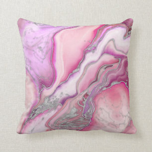 Rose Silver liquid Marble Cushion
