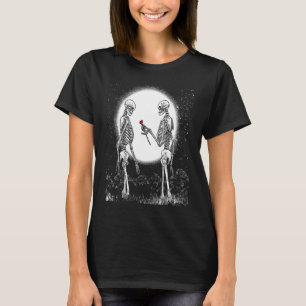 Rose Skeleton Skeleton Hand Red Rose Flower T-Shirt