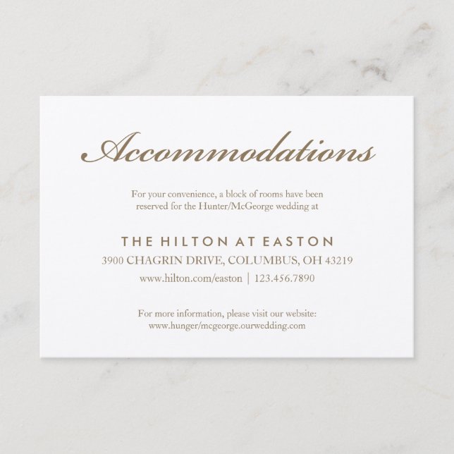 Rose Sketch Accommodation Card in Sepia (Front)