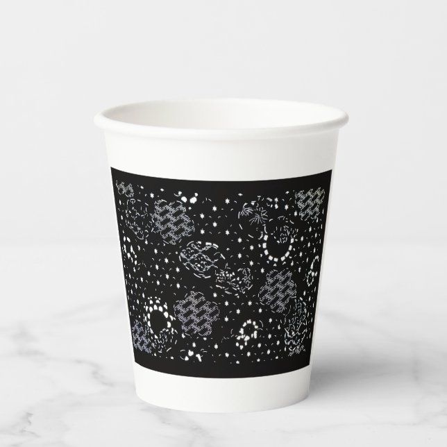 Rose Sketch and Starlight Silkscreen glassware Paper Cups (Front)